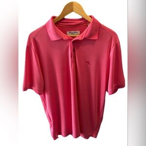 TOMMY BAHAMA Island Zone Pink Polo Men's Size Large Coolmax Short Sleeve Golf